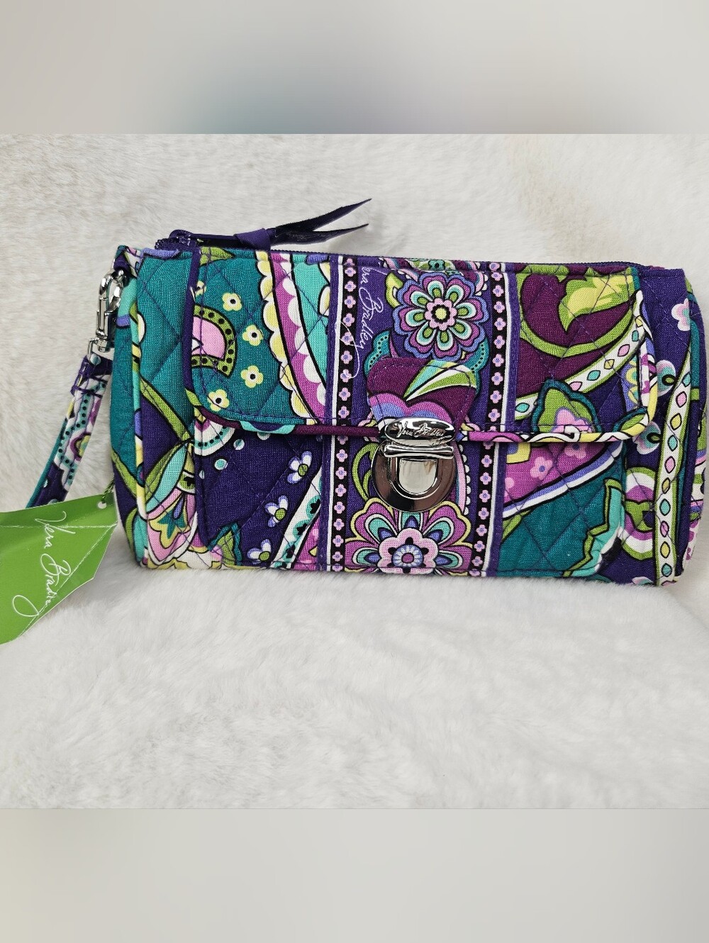Vera Bradley Pushlock Heather Wrislet NWT